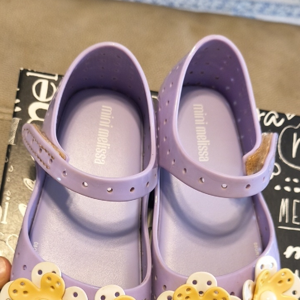 Mini Melissa Lavender Dress Shoes with Yellow Floral Accents - Picture 5 of 6